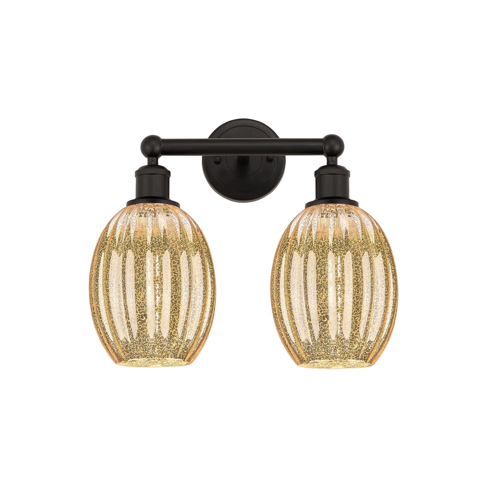 Innovations Preston Bulb 15.25in 2-Light Bath Vanity Light | Industrial Oil Rubbed Bronze Steel and Mercury Glass | Bathroom | Model 616-2W-OB-G459-6ME