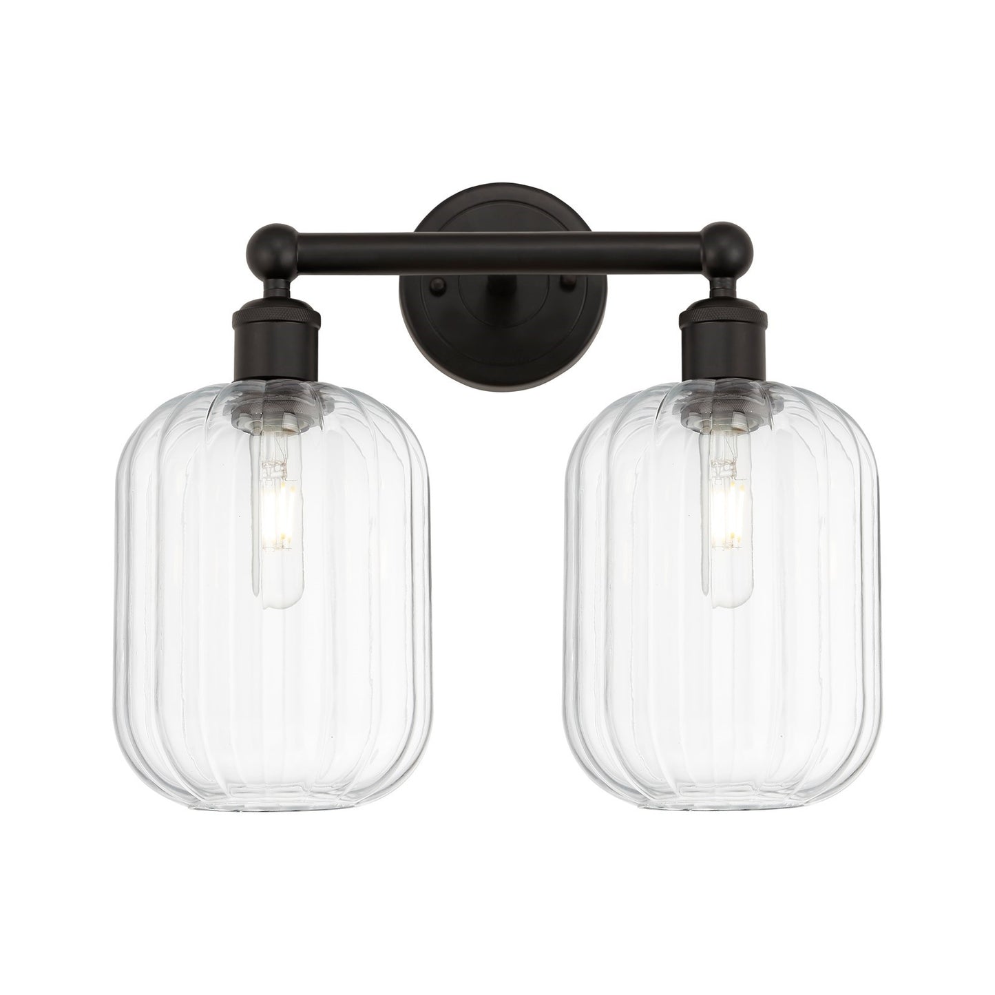 Innovations Preston Cylinder 16in 2-Light Bath Vanity | Industrial Oil Rubbed Bronze Steel and Clear Glass | Bathroom Vanity | Model 616-2W-OB-G460-7CL