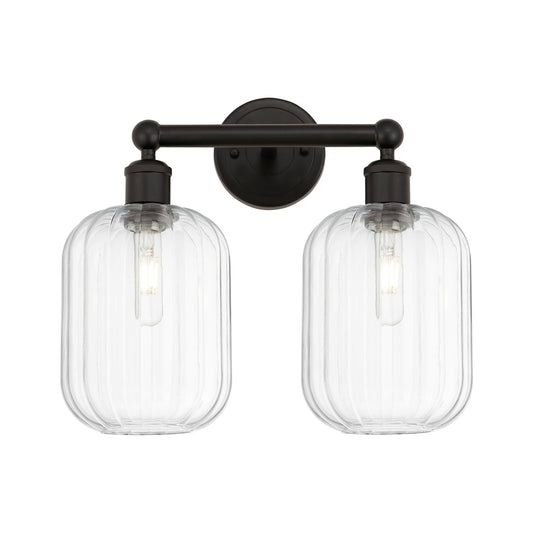 Innovations Preston Cylinder 16in 2-Light Bath Vanity | Industrial Oil Rubbed Bronze Steel and Clear Glass | Bathroom Vanity | Model 616-2W-OB-G460-7CL