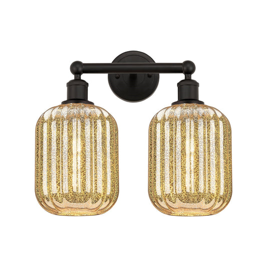 Innovations Preston Cylinder 16in 2-Light Bath Vanity Light | Industrial Oil Rubbed Bronze Steel and Mercury Glass | Bathroom & | Model 616-2W-OB-G460-7ME