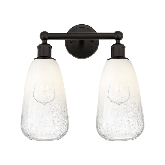 Innovations Brookhaven Almond 15in 2-Light Bath Vanity | Industrial Oil Rubbed Bronze Steel and Opal Glass | Bathroom Vanity | Model 616-2W-OB-G480-6OP