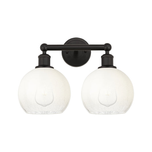 Innovations Brookhaven Globe 17in 2-Light Bath Vanity | Industrial Oil Rubbed Bronze Steel and Opal Glass | Bathroom & Powder | Model 616-2W-OB-G483-8OP