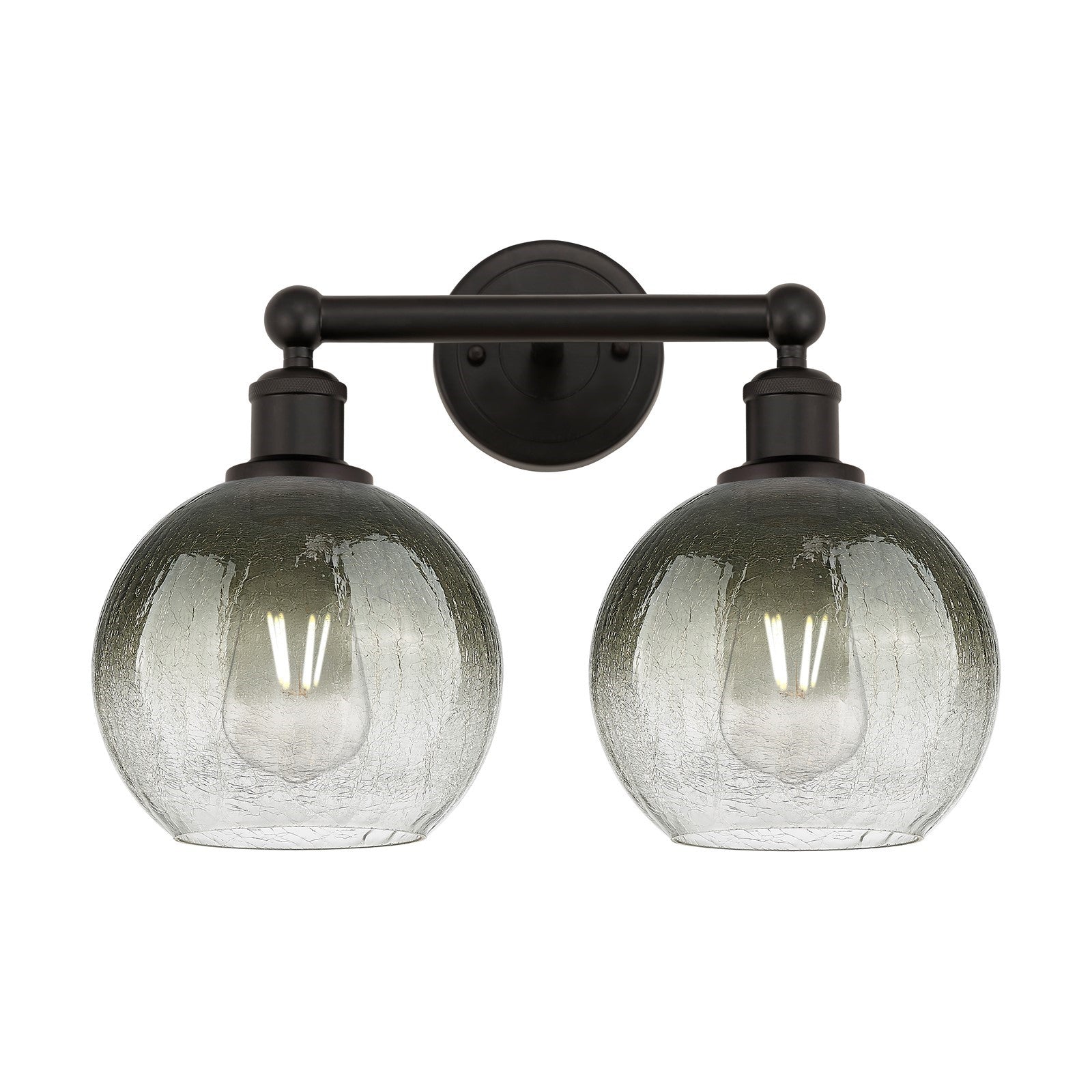 Innovations Brookhaven Globe 17in 2-Light Bath Vanity | Industrial Oil Rubbed Bronze and Slate Glass | Bathroom Vanity Light | Model 616-2W-OB-G483-8SL
