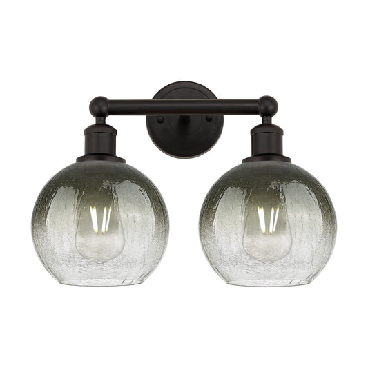 Innovations Brookhaven Globe 17in 2-Light Bath Vanity | Industrial Oil Rubbed Bronze and Slate Glass | Bathroom Vanity Light | Model 616-2W-OB-G483-8SL