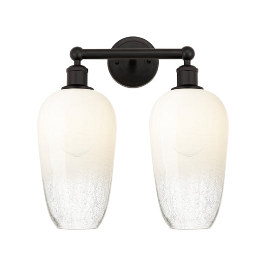 Innovations Brookhaven Flute 16in 2-Light Bath Vanity Light | Industrial Oil Rubbed Bronze Steel and Opal Glass | Bathroom | Model 616-2W-OB-G484-7OP