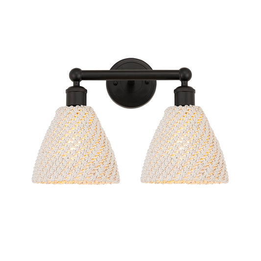 Innovations Bristol Natural 17in 2-Light Bath Vanity Light | Industrial Oil Rubbed Bronze Steel and Natural Fiber Shade | Model 616-2W-OB-NBD-75-NAT