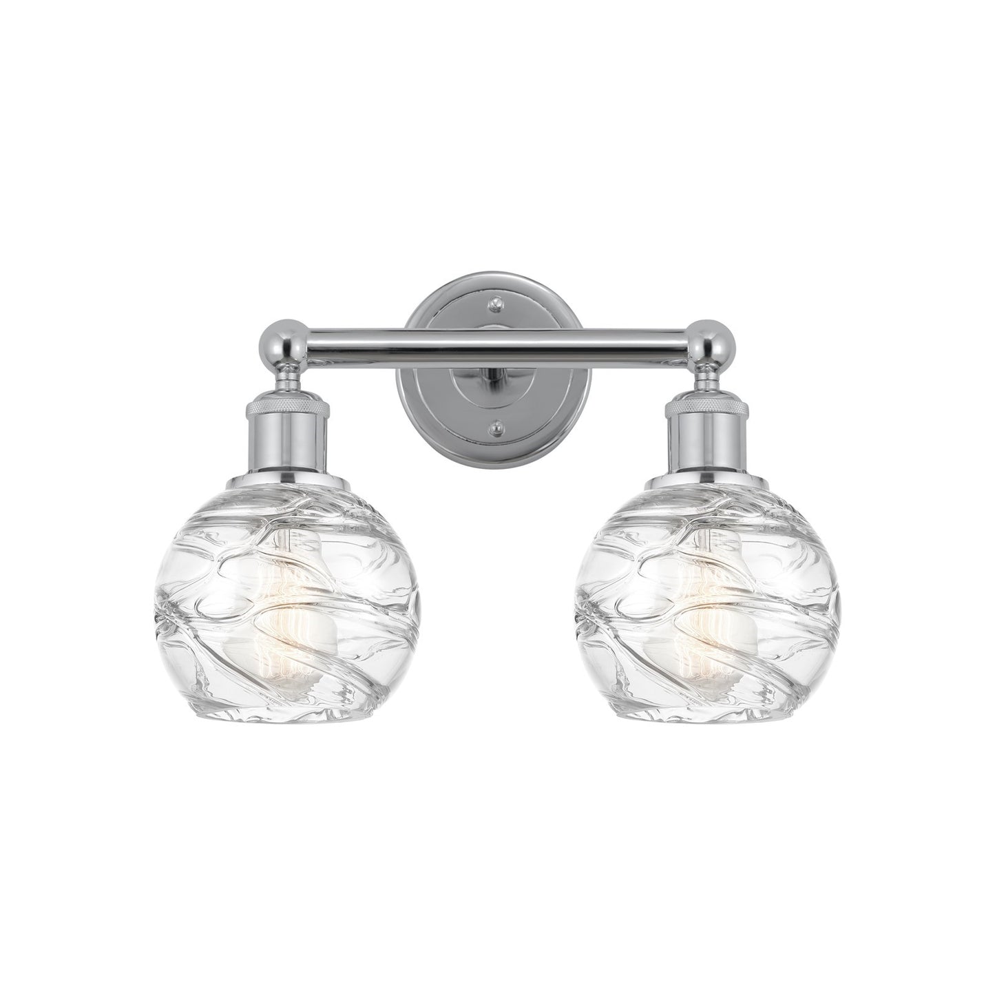 Innovations Athens Deco Swirl 15in 2-Light Bath Vanity Light | Industrial Modern Polished Chrome and Clear Deco Swirl Glass | Model 616-2W-PC-G1213-6CL