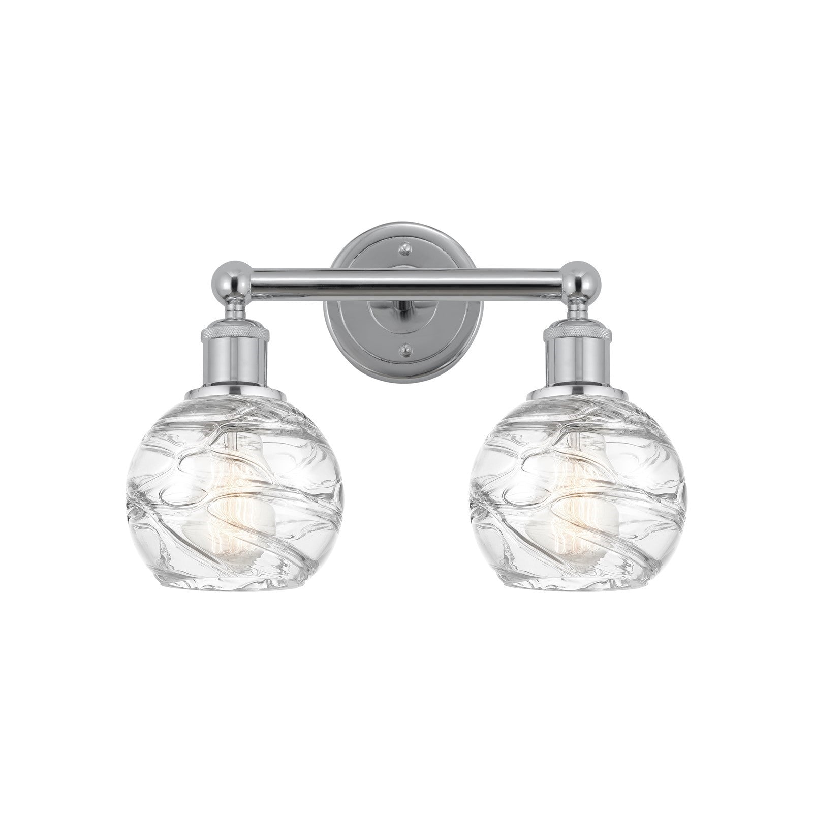 Innovations Athens Deco Swirl 15in 2-Light Bath Vanity Light | Industrial Modern Polished Chrome and Clear Deco Swirl Glass | Model 616-2W-PC-G1213-6CL