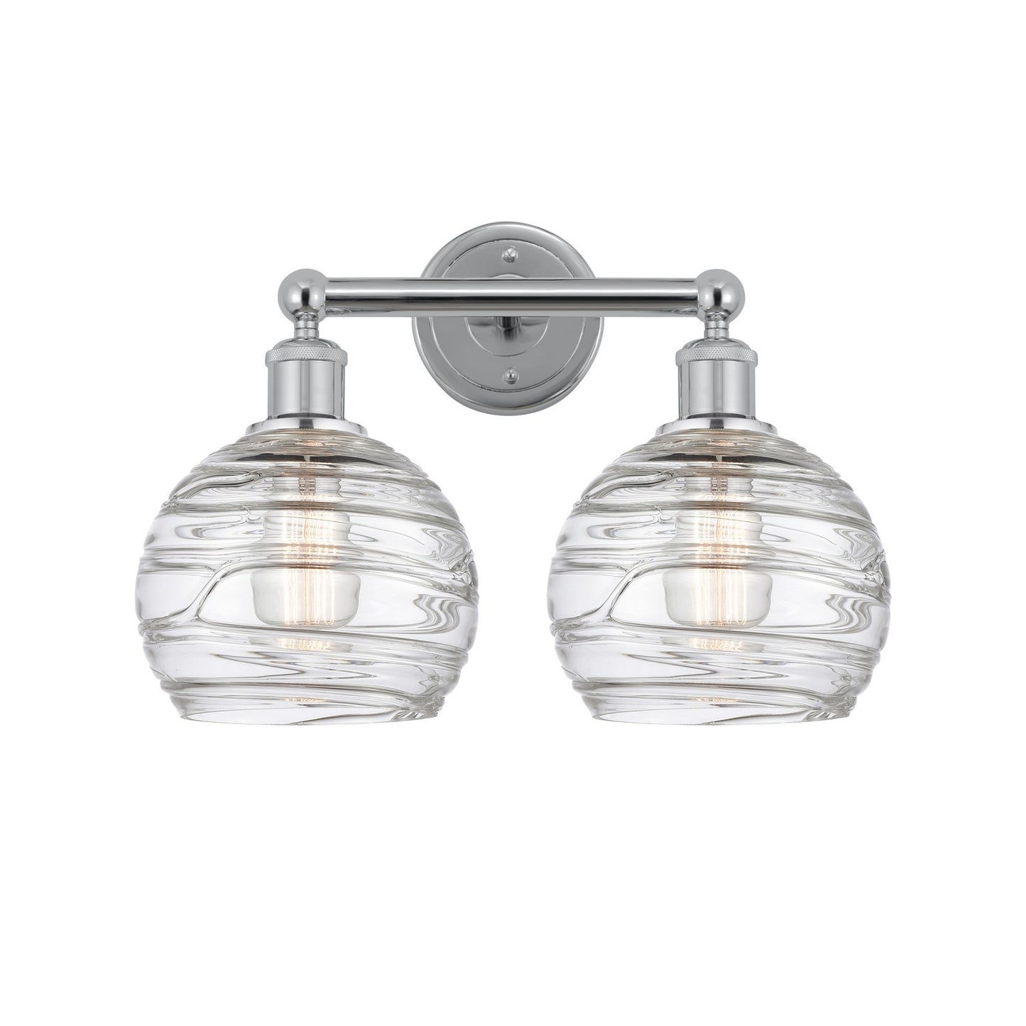 Innovations Athens Deco Swirl 17in 2-Light Bath Vanity Light | Industrial Polished Chrome and Clear Deco Swirl Glass | Model 616-2W-PC-G1213-8CL