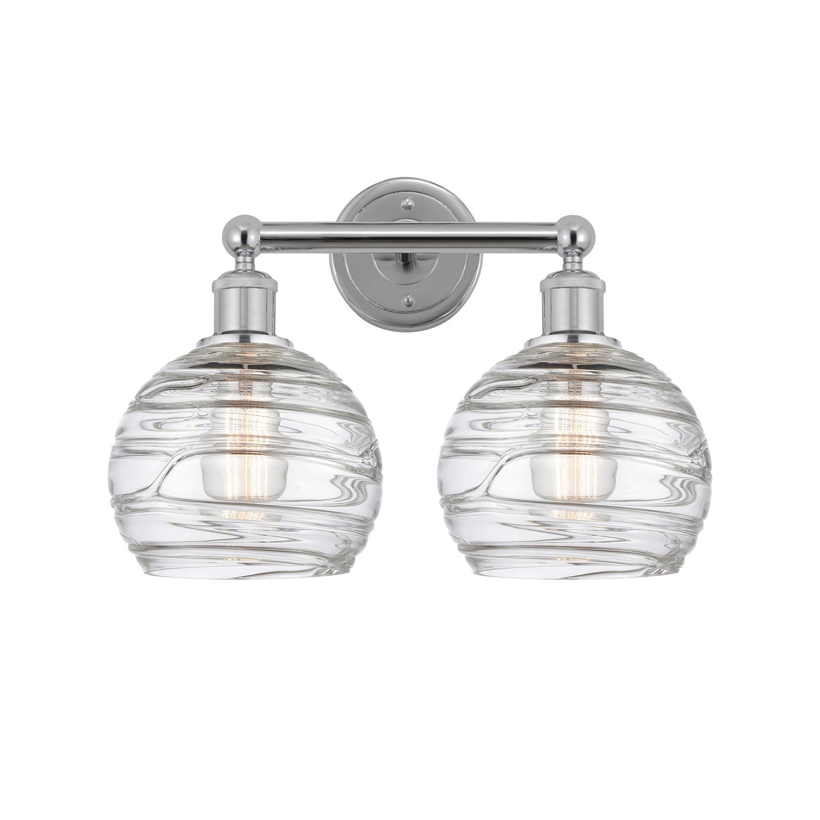 Innovations Athens Deco Swirl 17in 2-Light Bath Vanity Light | Industrial Polished Chrome and Clear Deco Swirl Glass | Model 616-2W-PC-G1213-8CL