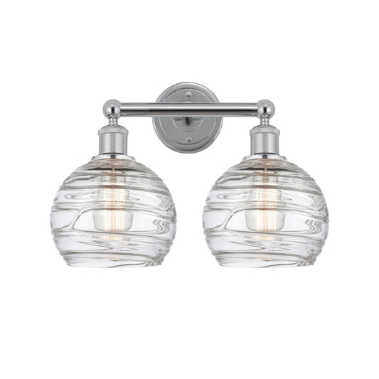 Innovations Athens Deco Swirl 17in 2-Light Bath Vanity Light | Industrial Polished Chrome and Clear Deco Swirl Glass | Model 616-2W-PC-G1213-8CL