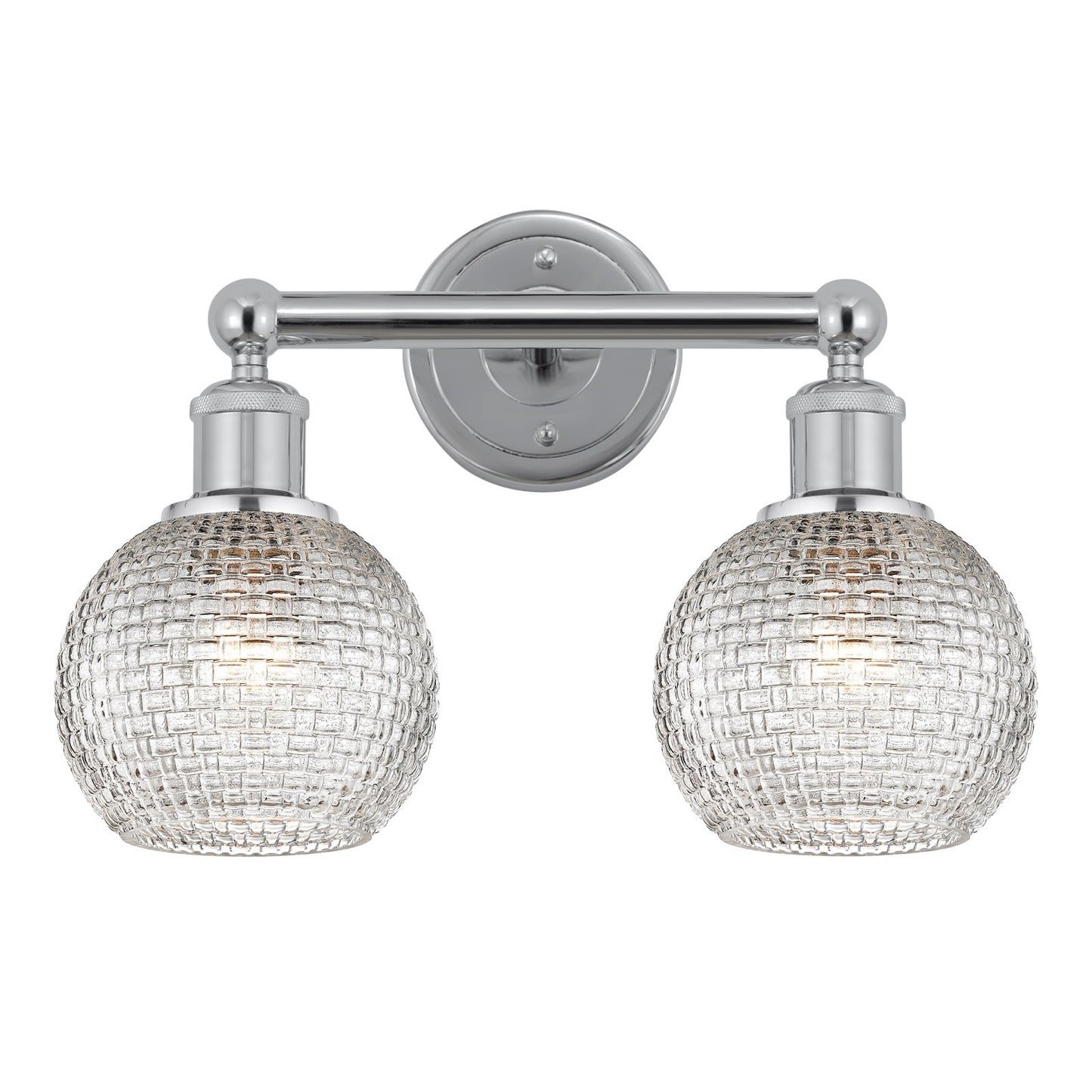 Innovations Athens 15in 2-Light Bath Vanity Light | Modern Farmhouse Polished Chrome and Clear Basket Weave Glass | Bathroom | Model 616-2W-PC-G122C-6CL