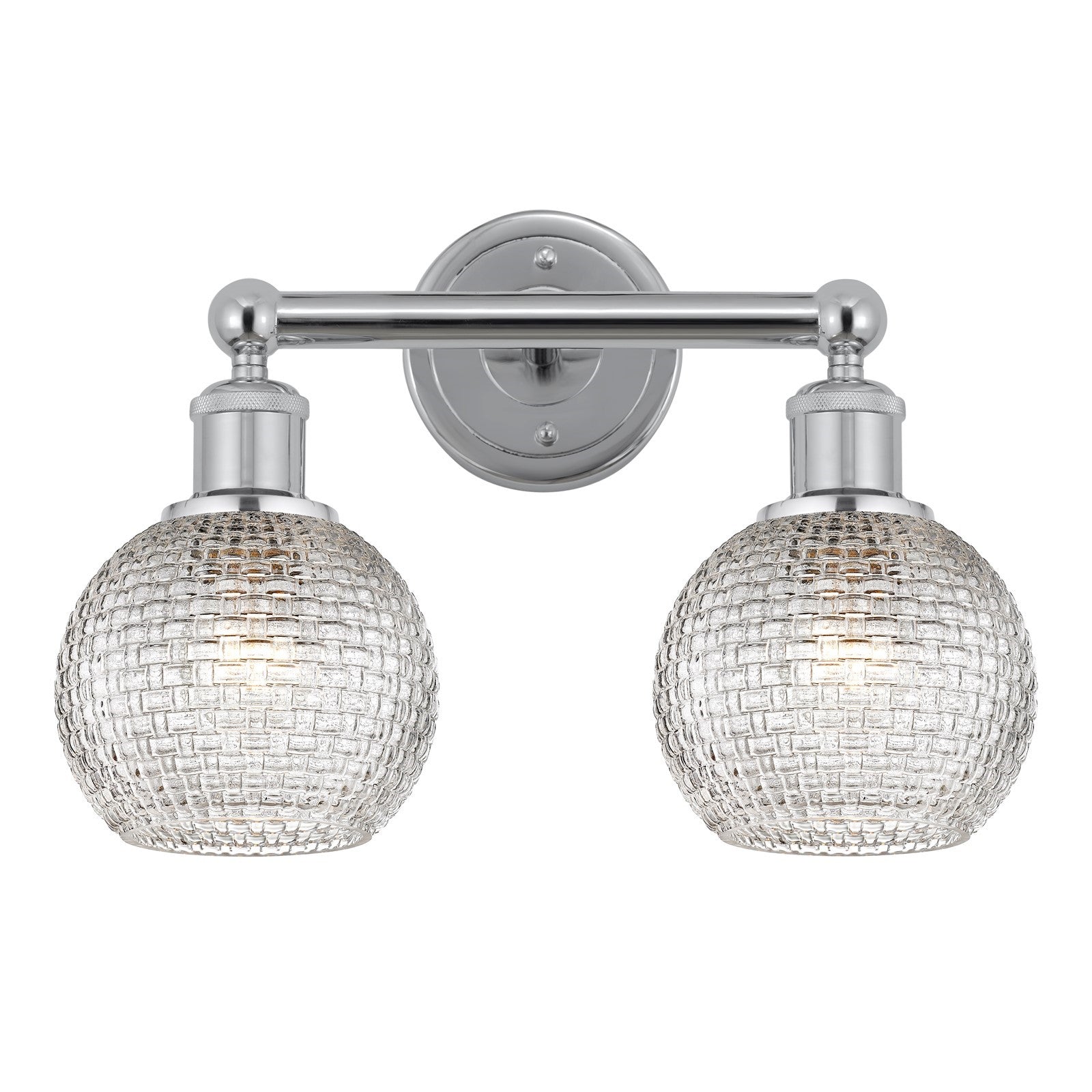 Innovations Athens 15in 2-Light Bath Vanity Light | Modern Farmhouse Polished Chrome and Clear Basket Weave Glass | Bathroom | Model 616-2W-PC-G122C-6CL
