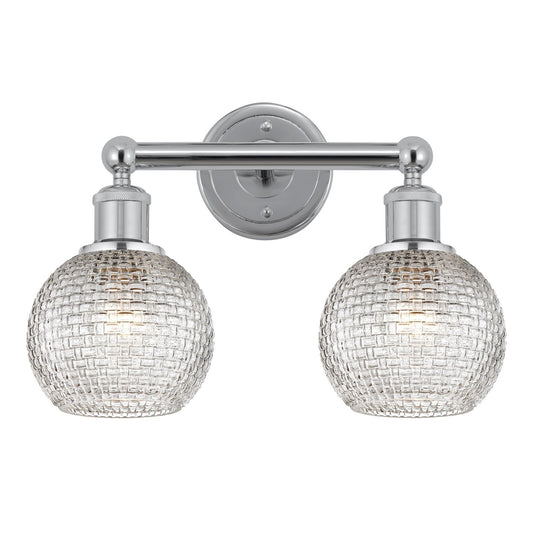Innovations Athens 15in 2-Light Bath Vanity Light | Modern Farmhouse Polished Chrome and Clear Basket Weave Glass | Bathroom | Model 616-2W-PC-G122C-6CL