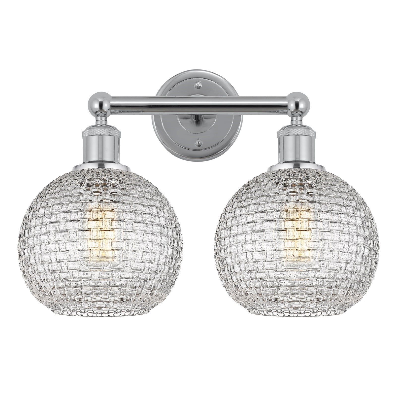 Innovations Athens 17in 2-Light Bath Vanity | Modern Farmhouse Polished Chrome and Clear Basket Weave Glass | Bathroom Vanity | Model 616-2W-PC-G122C-8CL