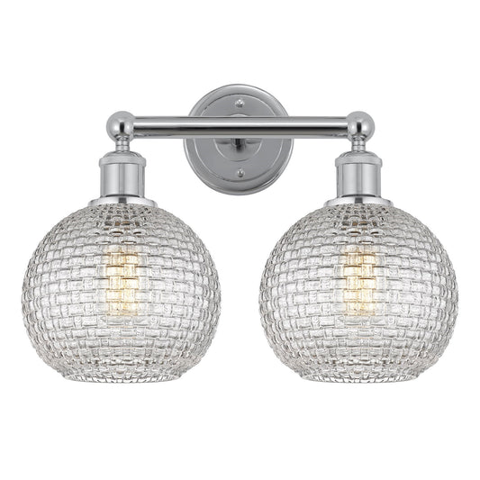 Innovations Athens 17in 2-Light Bath Vanity | Modern Farmhouse Polished Chrome and Clear Basket Weave Glass | Bathroom Vanity | Model 616-2W-PC-G122C-8CL