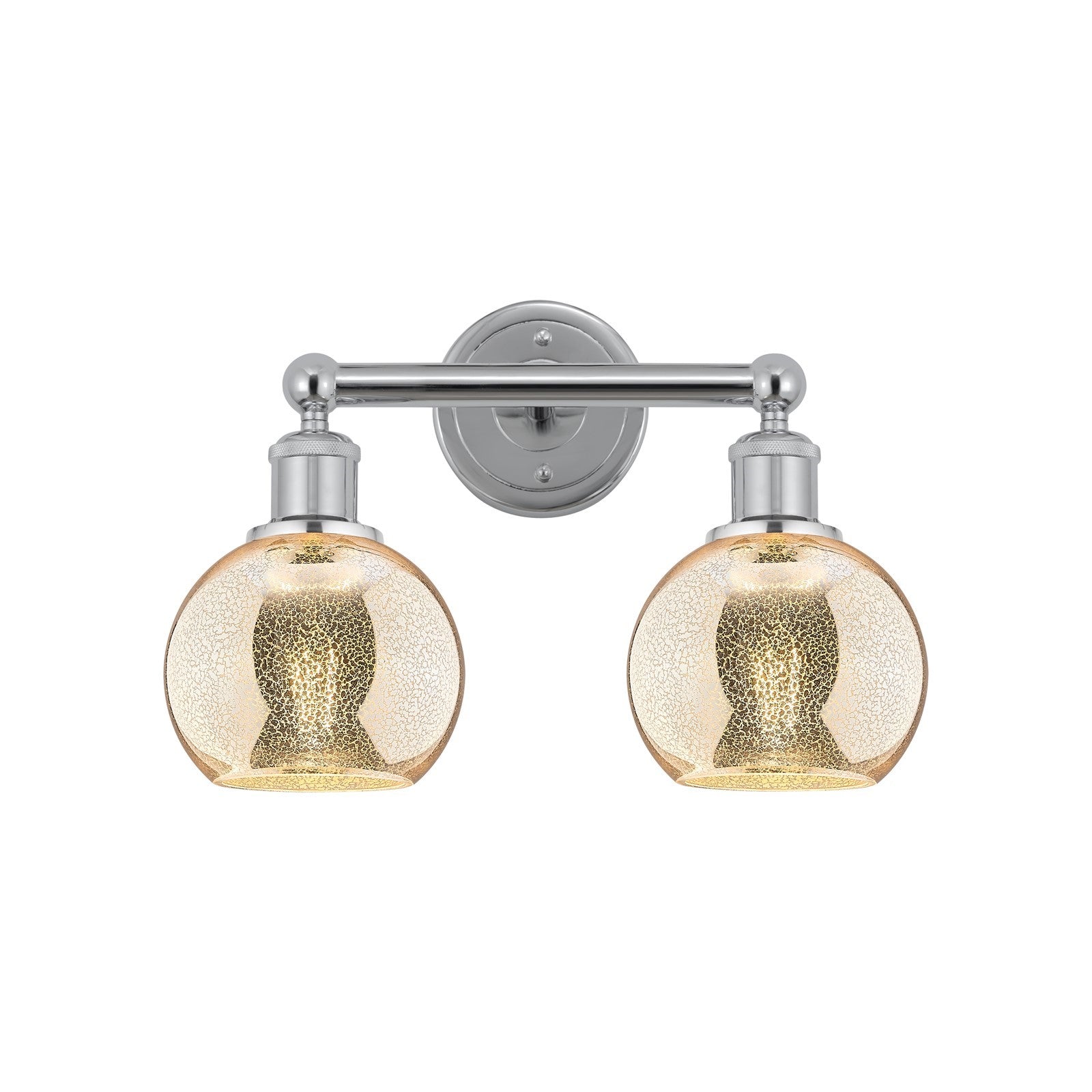 Innovations Athens 15in 2-Light Bath Vanity | Industrial Polished Chrome Steel and Mercury Glass | Bathroom Vanity Light | 14.88 | Model 616-2W-PC-G128-6