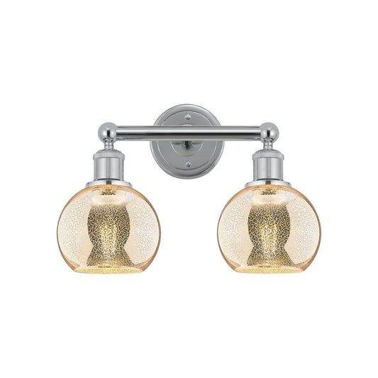 Innovations Athens 15in 2-Light Bath Vanity | Industrial Polished Chrome Steel and Mercury Glass | Bathroom Vanity Light | 14.88 | Model 616-2W-PC-G128-6