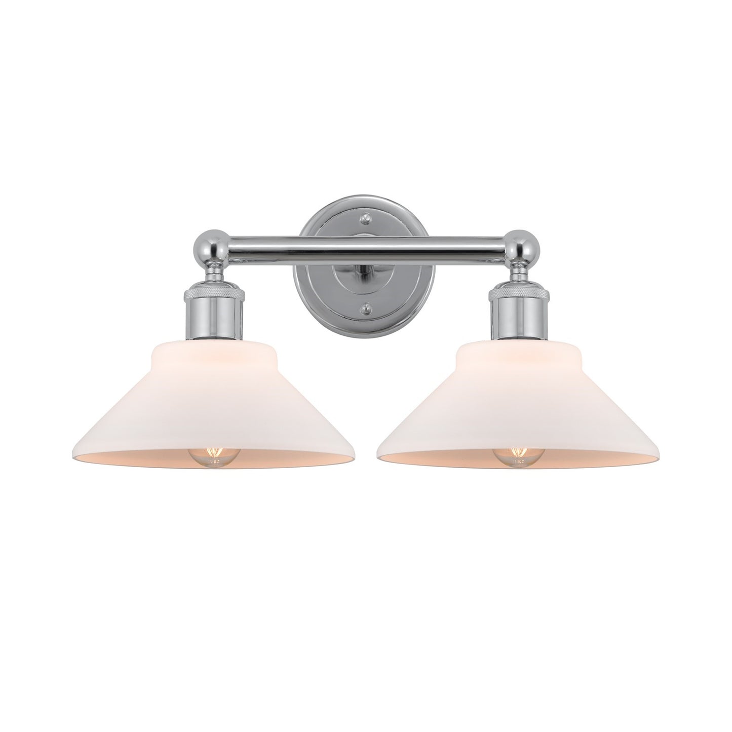 Innovations Orwell 17in 2-Light Bath Vanity Light | Industrial Polished Chrome Steel and Matte White Glass | Damp-Rated Bathroom | Model 616-2W-PC-G131