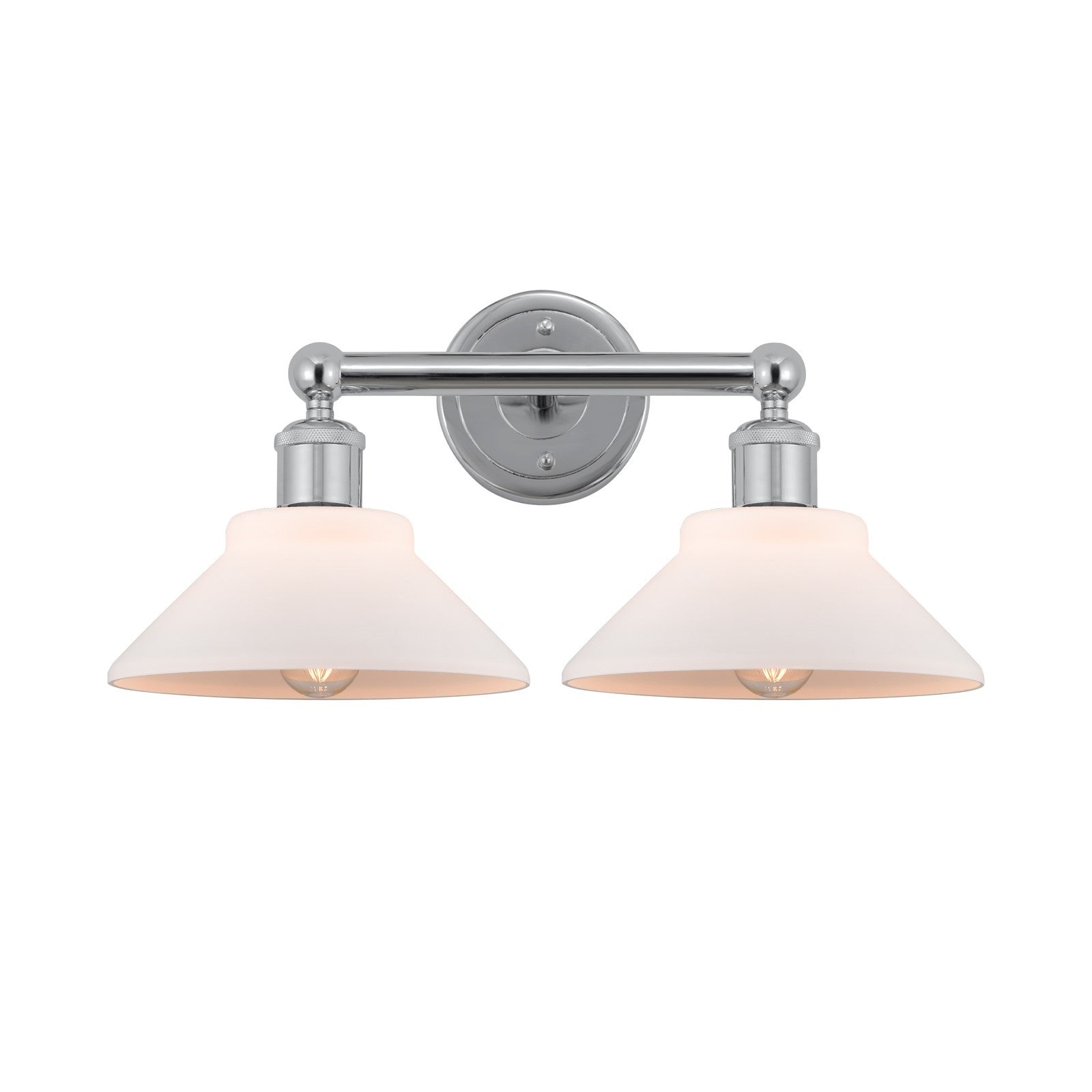 Innovations Orwell 17in 2-Light Bath Vanity Light | Industrial Polished Chrome Steel and Matte White Glass | Damp-Rated Bathroom | Model 616-2W-PC-G131