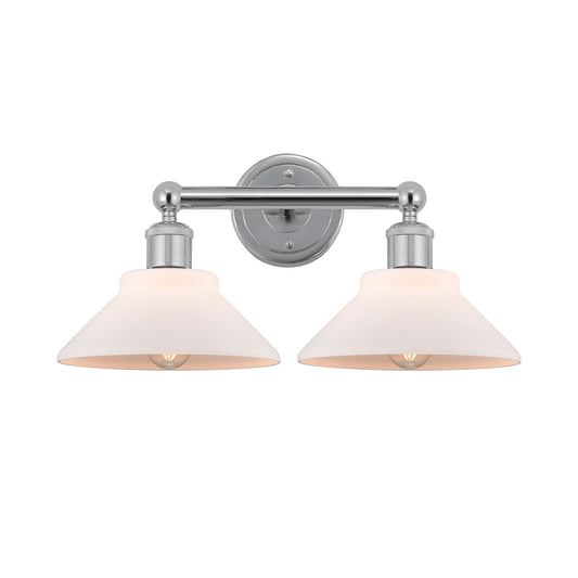 Innovations Orwell 17in 2-Light Bath Vanity Light | Industrial Polished Chrome Steel and Matte White Glass | Damp-Rated Bathroom | Model 616-2W-PC-G131