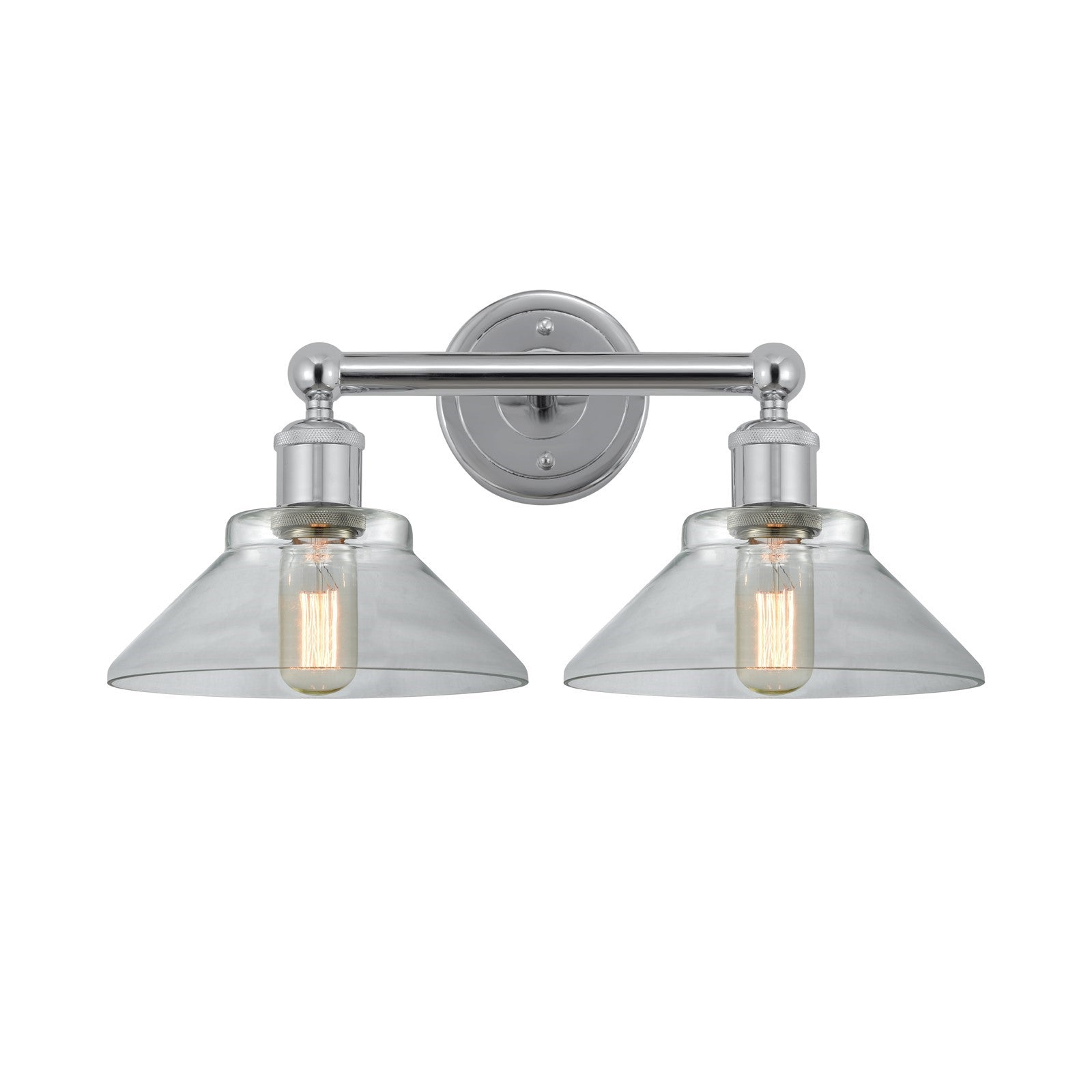 Innovations Orwell 17in 2-Light Bath Vanity Light | Industrial Polished Chrome Steel and Clear Glass | Bathroom Vanity Light | Model 616-2W-PC-G132