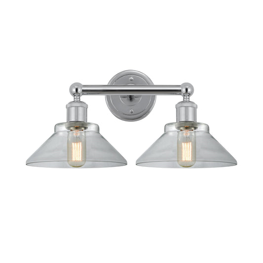 Innovations Orwell 17in 2-Light Bath Vanity Light | Industrial Polished Chrome Steel and Clear Glass | Bathroom Vanity Light | Model 616-2W-PC-G132