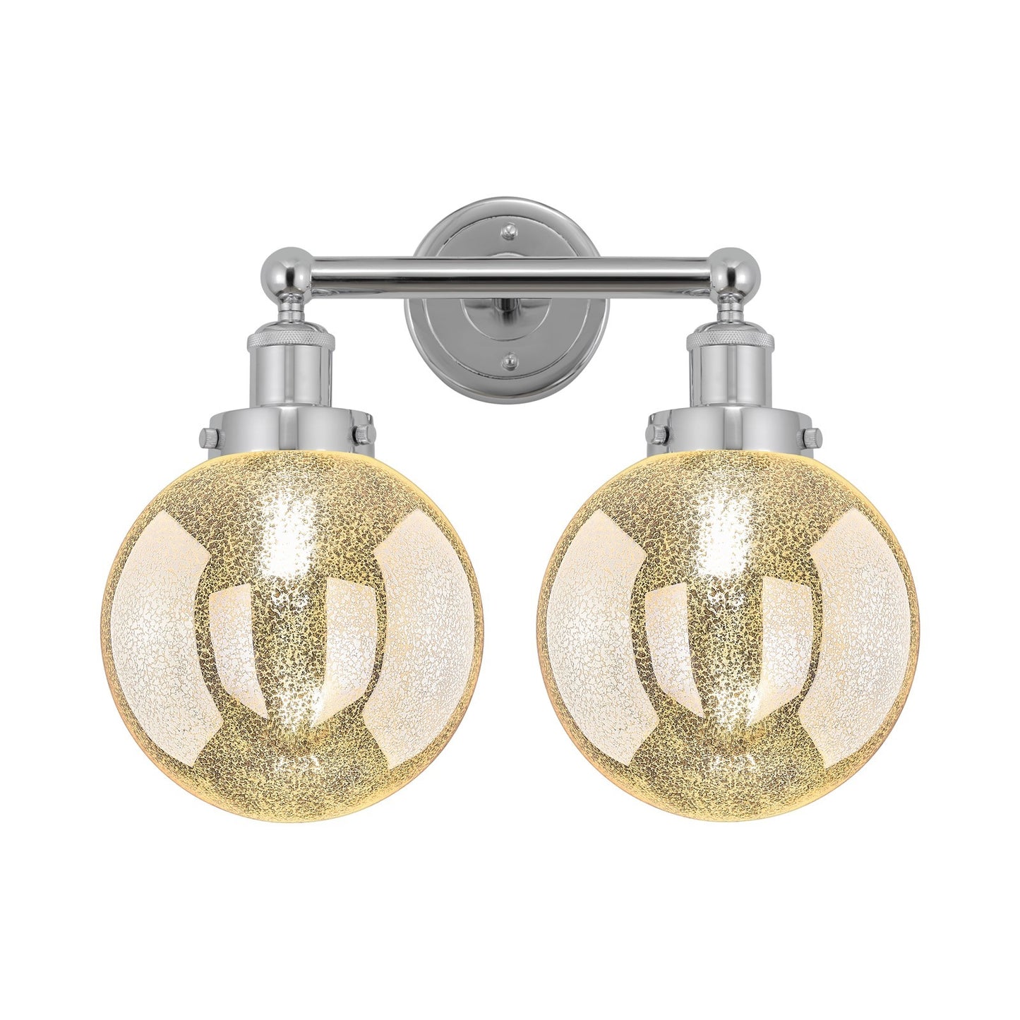Innovations Beacon 17in 2-Light Bath Vanity Light | Art Nouveau Polished Chrome and Mercury Ribbed Glass | Bathroom Vanity | 17 x | Model 616-2W-PC-G208-8