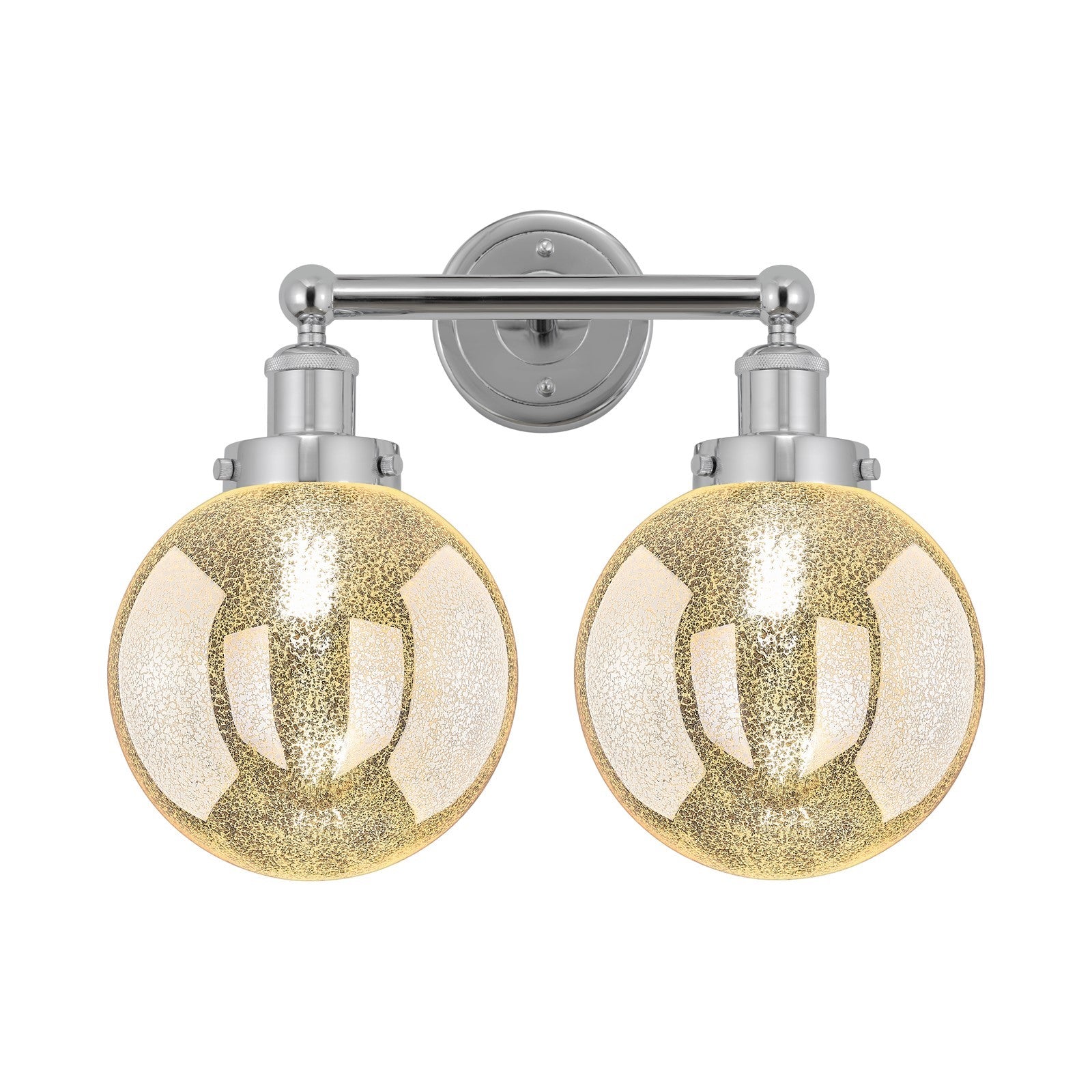 Innovations Beacon 17in 2-Light Bath Vanity Light | Art Nouveau Polished Chrome and Mercury Ribbed Glass | Bathroom Vanity | 17 x | Model 616-2W-PC-G208-8