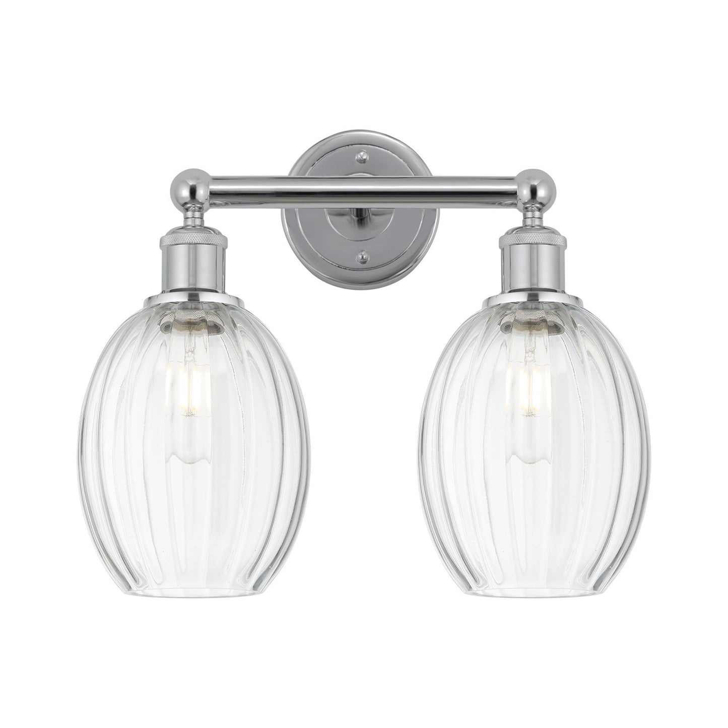 Innovations Preston Bulb 15in 2-Light Bath Vanity | Industrial Modern Polished Chrome and Clear Glass | Bathroom & Powder Room | Model 616-2W-PC-G459-6CL