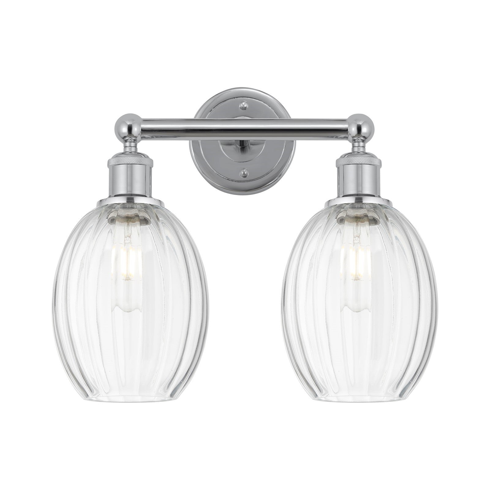 Innovations Preston Bulb 15in 2-Light Bath Vanity | Industrial Modern Polished Chrome and Clear Glass | Bathroom & Powder Room | Model 616-2W-PC-G459-6CL