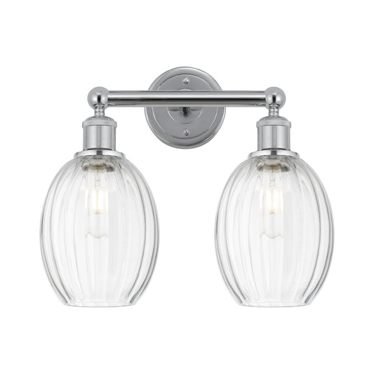 Innovations Preston Bulb 15in 2-Light Bath Vanity | Industrial Modern Polished Chrome and Clear Glass | Bathroom & Powder Room | Model 616-2W-PC-G459-6CL