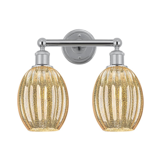 Innovations Preston Bulb 15in 2-Light Bath Vanity Light | Industrial Modern Polished Chrome and Mercury Glass | Bathroom Vanity | Model 616-2W-PC-G459-6ME