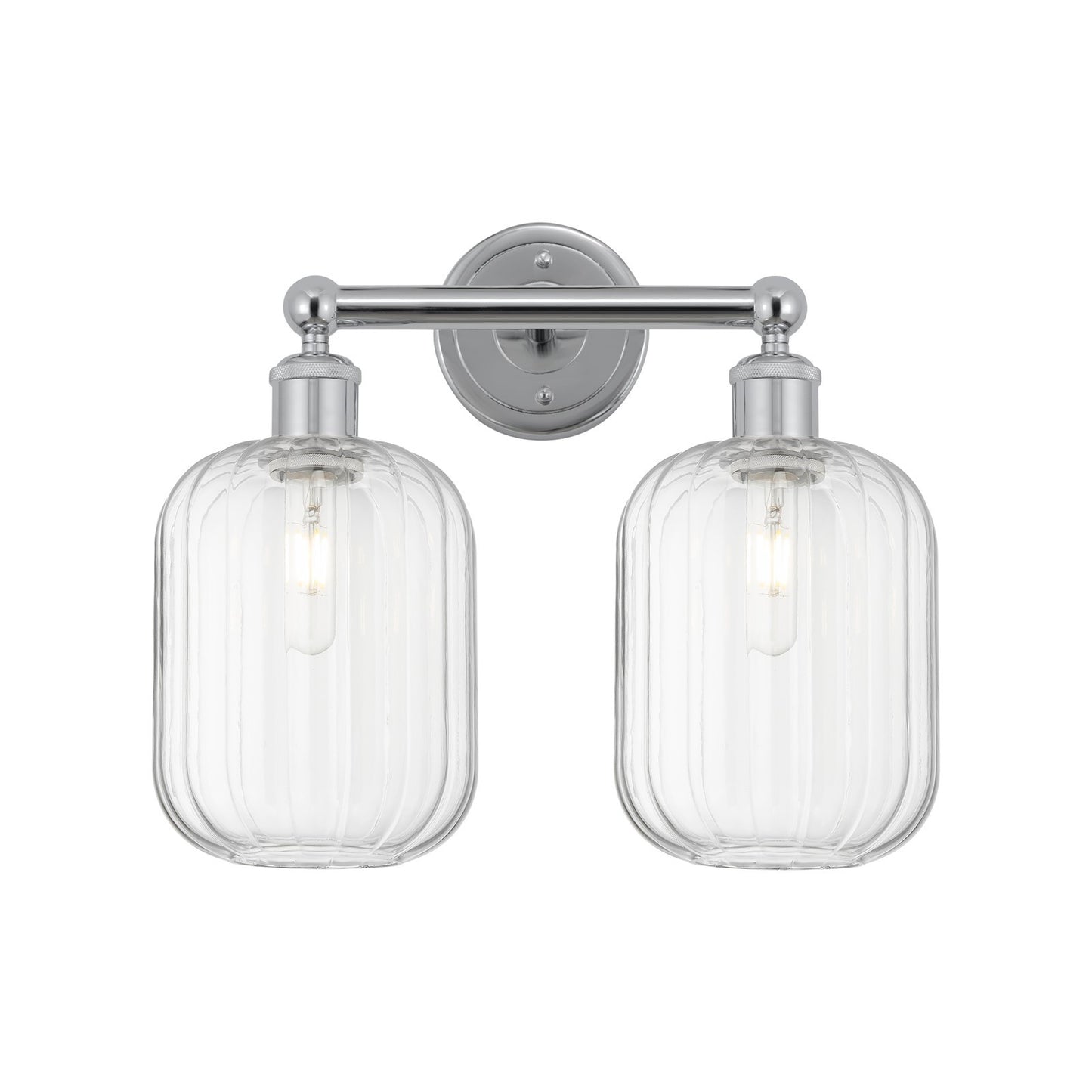 Innovations Preston Cylinder 16in 2-Light Bath Vanity | Industrial Polished Chrome and Clear Glass | Bathroom Vanity Light | Model 616-2W-PC-G460-7CL