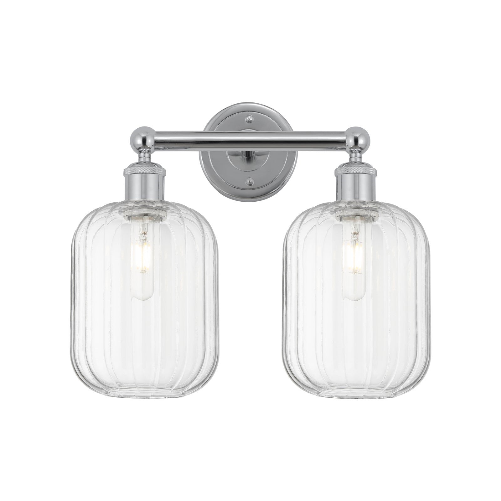 Innovations Preston Cylinder 16in 2-Light Bath Vanity | Industrial Polished Chrome and Clear Glass | Bathroom Vanity Light | Model 616-2W-PC-G460-7CL
