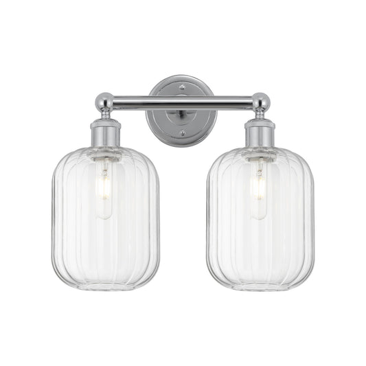 Innovations Preston Cylinder 16in 2-Light Bath Vanity | Industrial Polished Chrome and Clear Glass | Bathroom Vanity Light | Model 616-2W-PC-G460-7CL