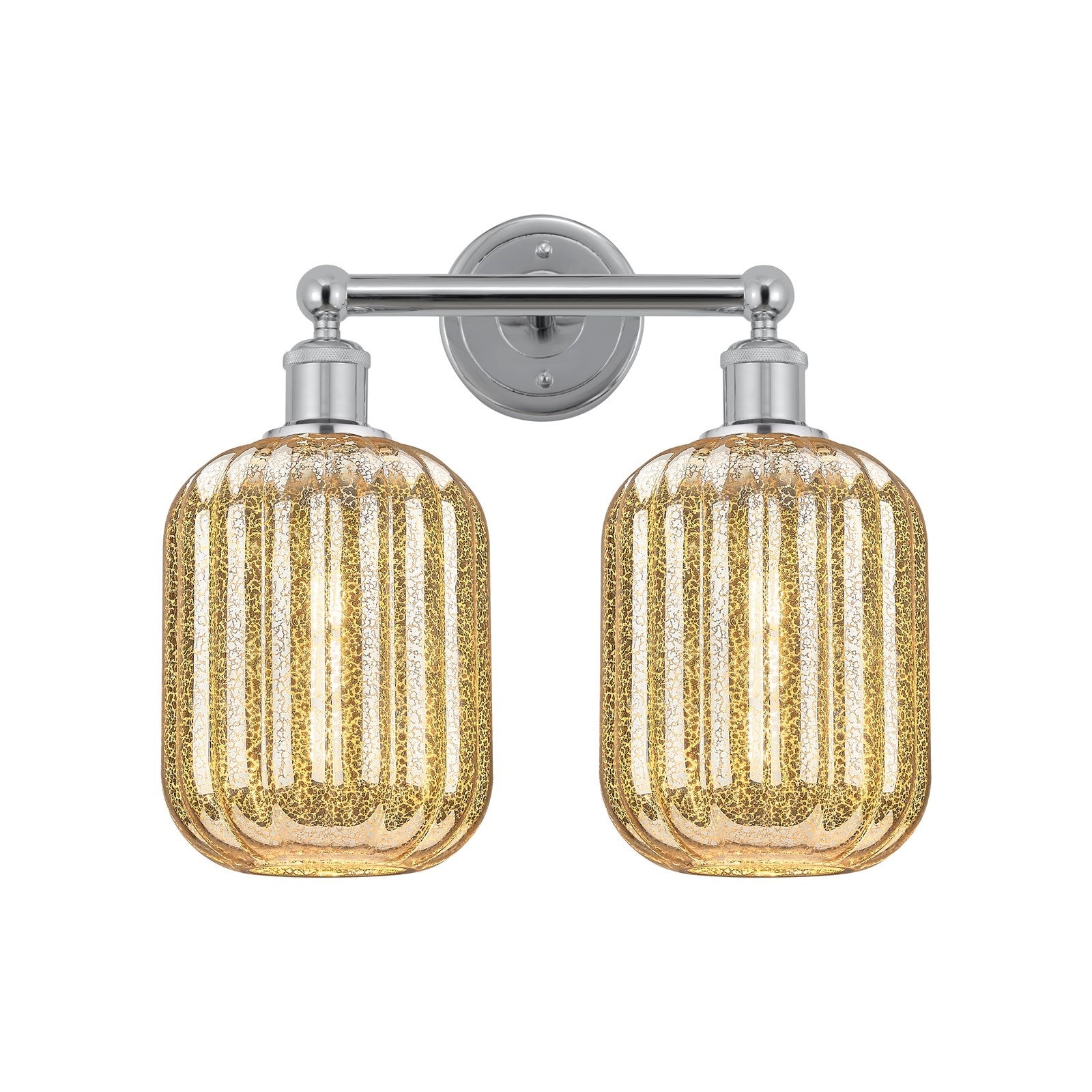 Innovations Preston Cylinder 16in 2-Light Bath Vanity | Industrial Polished Chrome and Mercury Glass | Bathroom Vanity | 15.75 | Model 616-2W-PC-G460-7ME