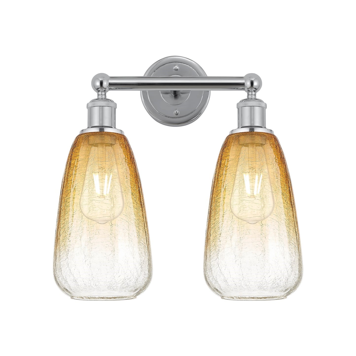 Innovations Brookhaven Almond 15in 2-Light Bath Vanity Light | Industrial Polished Chrome and Amber Glass | Bathroom Vanity | Model 616-2W-PC-G480-6AM