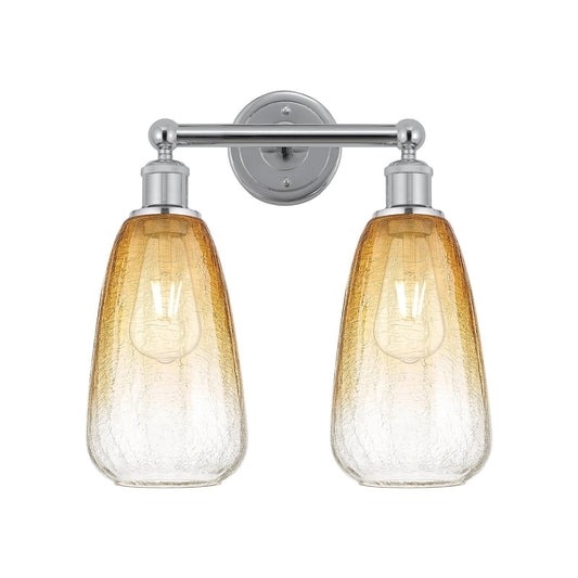 Innovations Brookhaven Almond 15in 2-Light Bath Vanity Light | Industrial Polished Chrome and Amber Glass | Bathroom Vanity | Model 616-2W-PC-G480-6AM