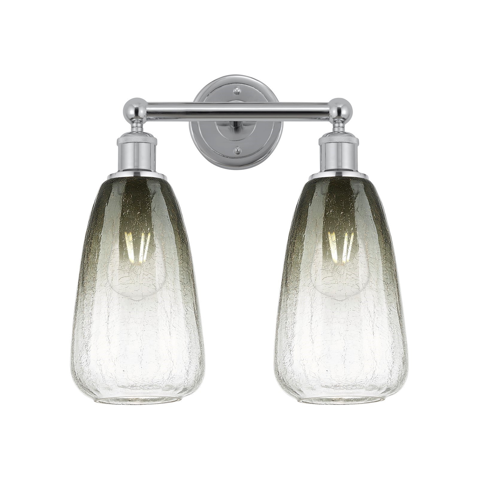 Innovations Brookhaven Almond 15in 2-Light Bath Vanity Light | Industrial Polished Chrome Steel and Slate Glass | Bathroom | Model 616-2W-PC-G480-6SL