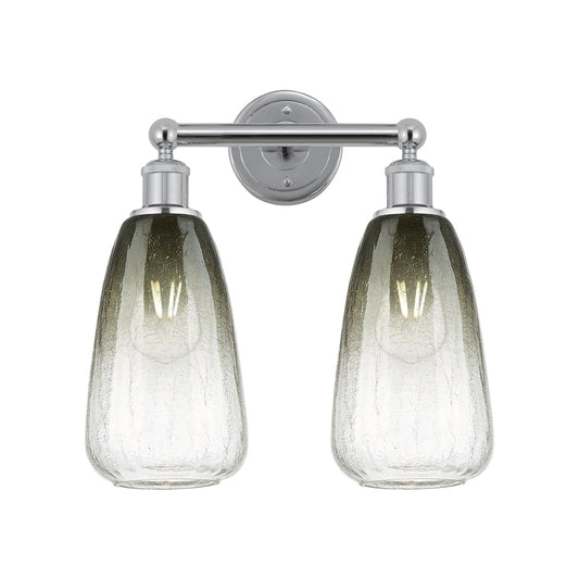 Innovations Brookhaven Almond 15in 2-Light Bath Vanity Light | Industrial Polished Chrome Steel and Slate Glass | Bathroom | Model 616-2W-PC-G480-6SL