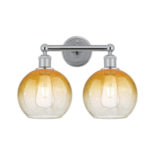 Innovations Brookhaven Globe 17in 2-Light Bath Vanity Light | Industrial Polished Chrome and Amber Glass | Bathroom Vanity | Model 616-2W-PC-G483-8AM