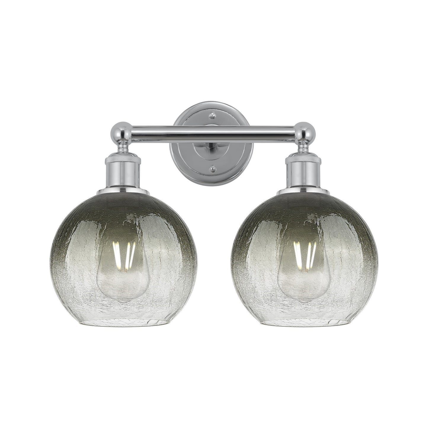 Innovations Brookhaven Globe 17in 2-Light Bath Vanity Light | Industrial Polished Chrome Steel and Slate Glass | Bathroom | Model 616-2W-PC-G483-8SL