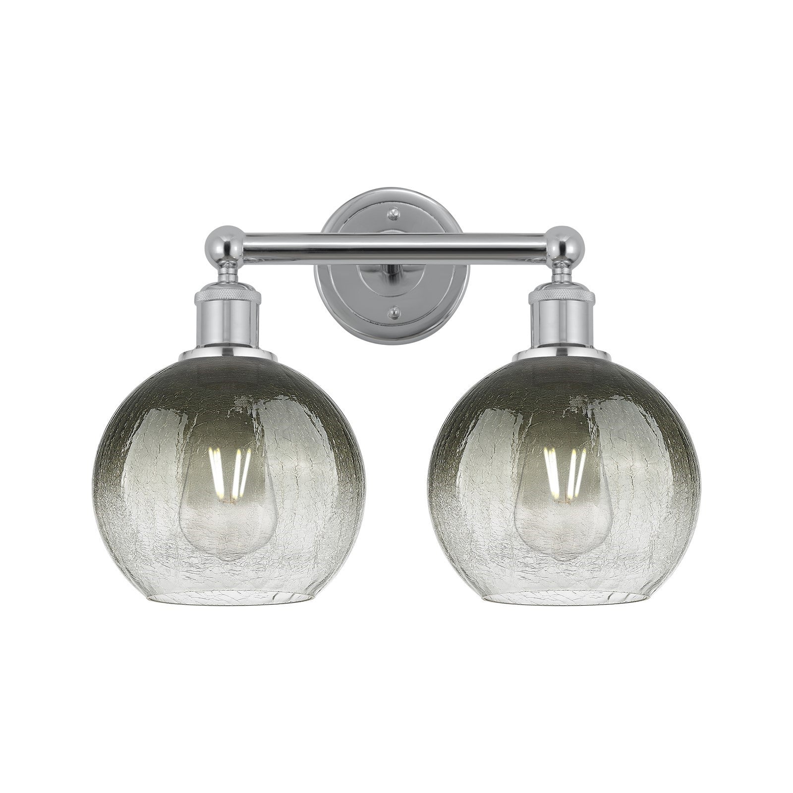 Innovations Brookhaven Globe 17in 2-Light Bath Vanity Light | Industrial Polished Chrome Steel and Slate Glass | Bathroom | Model 616-2W-PC-G483-8SL