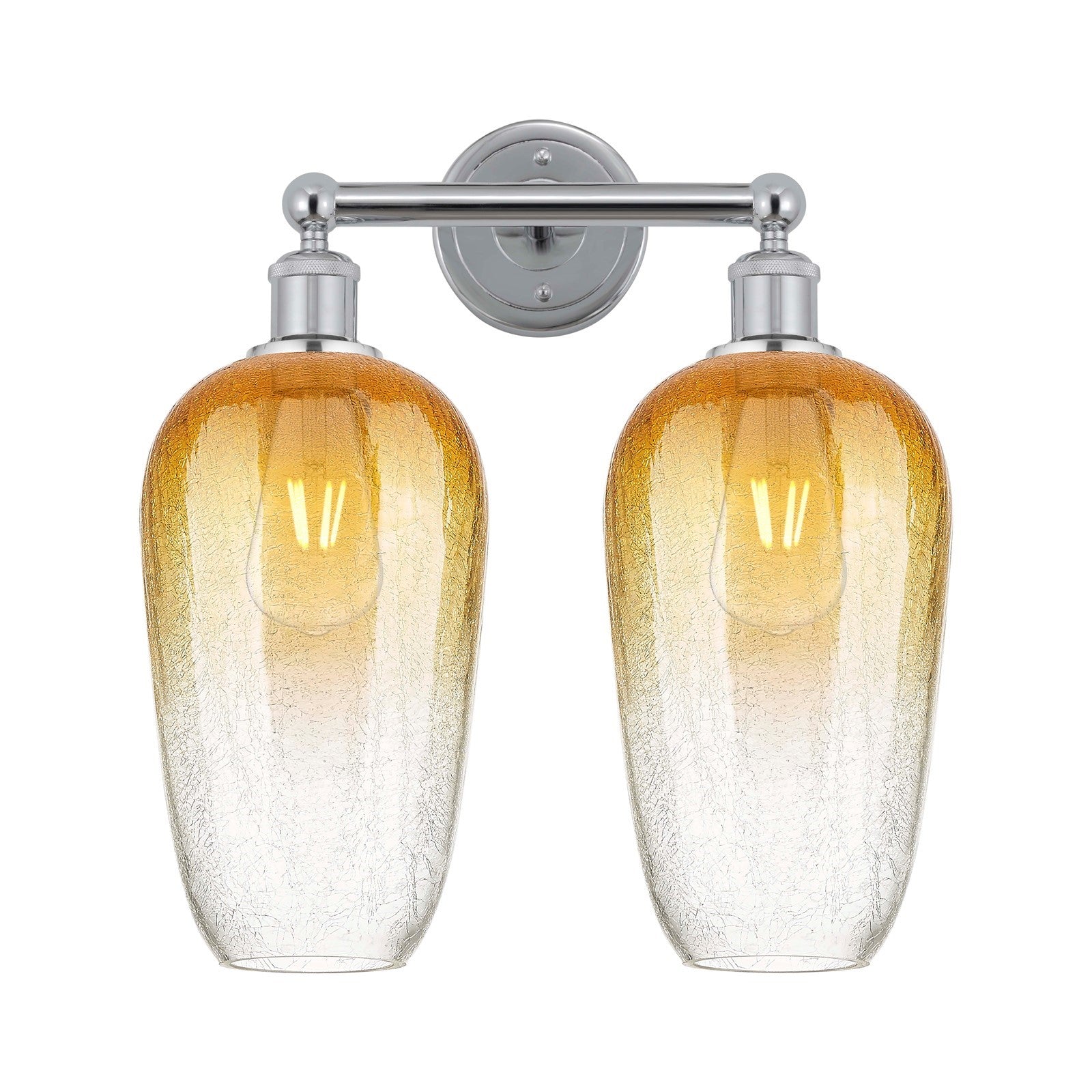 Innovations Brookhaven Flute 16in 2-Light Bath Vanity | Industrial Modern Polished Chrome and Amber Glass | Damp Rated Bathroom | Model 616-2W-PC-G484-7AM