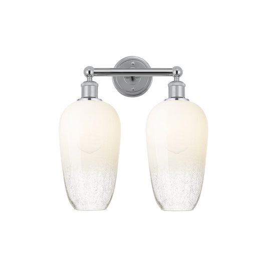 Innovations Brookhaven Flute 16in 2-Light Bath Vanity Light | Industrial Modern Polished Chrome and Opal Glass | Bathroom | Model 616-2W-PC-G484-7OP