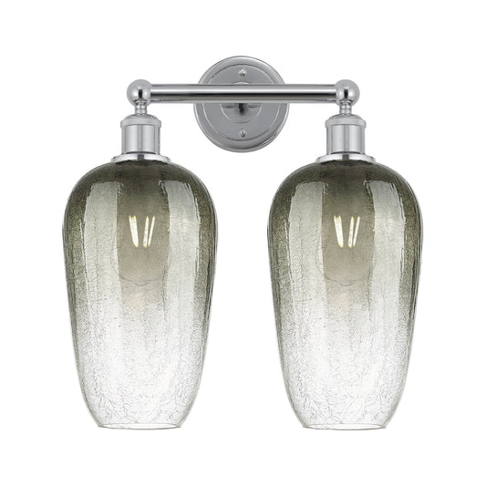 Innovations Brookhaven Flute 16in 2-Light Bath Vanity | Industrial Modern Contempo Polished Chrome and Slate Glass | Bathroom | Model 616-2W-PC-G484-7SL