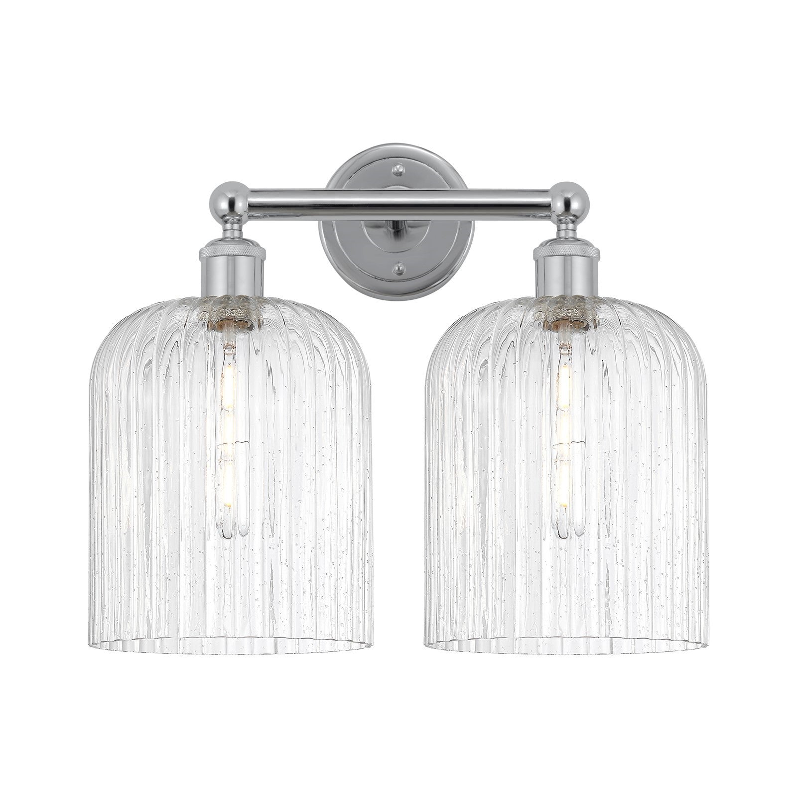 Innovations Bridal Veil 14in 2-Light Bath Vanity Light | Art Nouveau Industrial Polished Chrome and Seedy Glass | Bathroom | Model 616-2W-PC-G559-8SDY