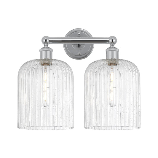Innovations Bridal Veil 14in 2-Light Bath Vanity Light | Art Nouveau Industrial Polished Chrome and Seedy Glass | Bathroom | Model 616-2W-PC-G559-8SDY