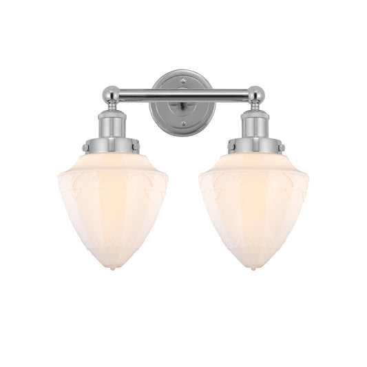 Innovations Bullet 16in 2-Light Bath Vanity Light | Industrial Polished Chrome and Matte White Frosted Glass | Kitchen & Bathroom | Model 616-2W-PC-G661-7